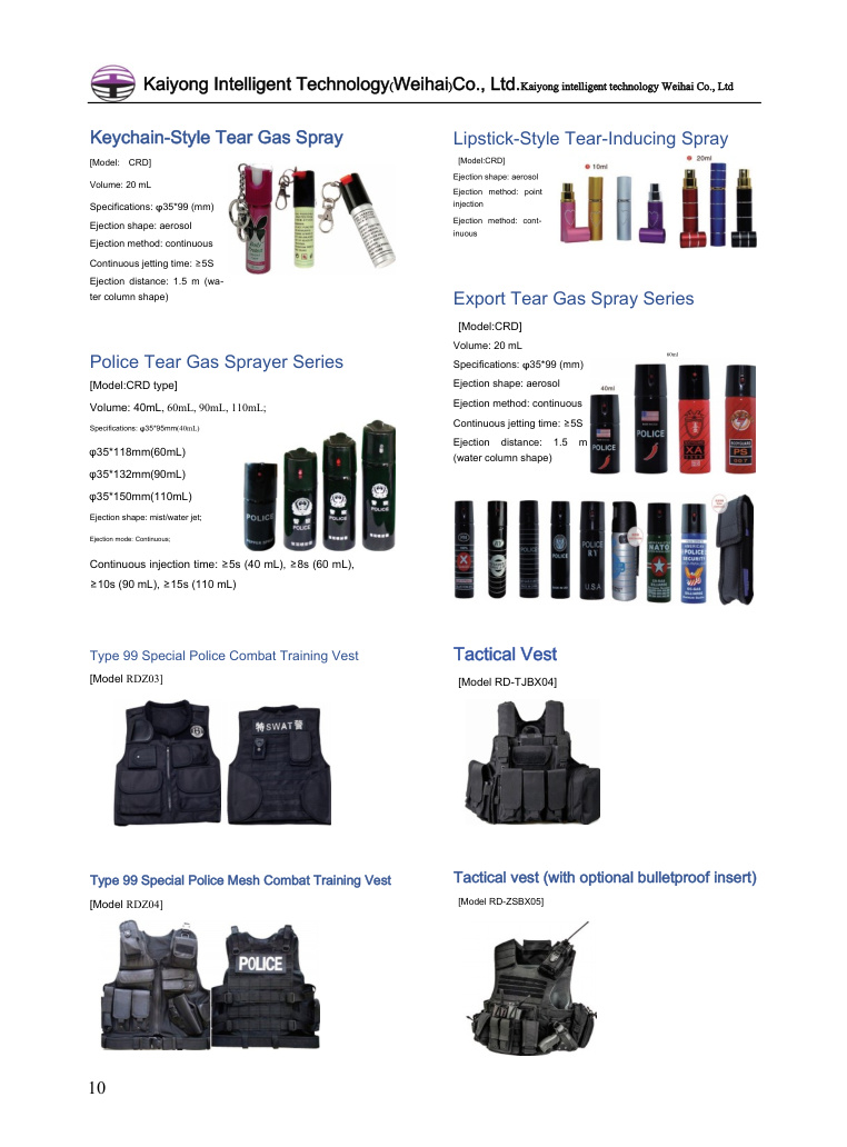 Sprays and vests